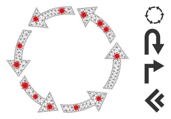 Многоугольная сетка вращает иконку Ccw с помощью патогенных узлов — стоковый вектор