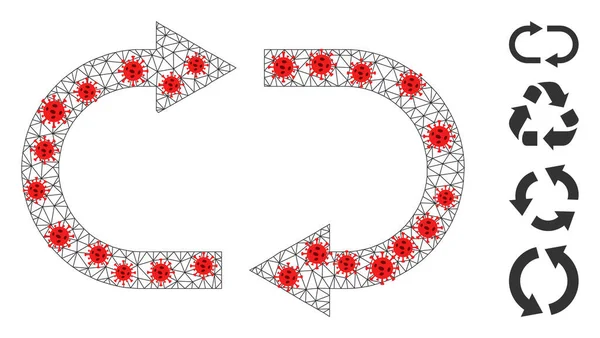 Икона многоугольной утилизации туши с инфекционными центрами — стоковый вектор