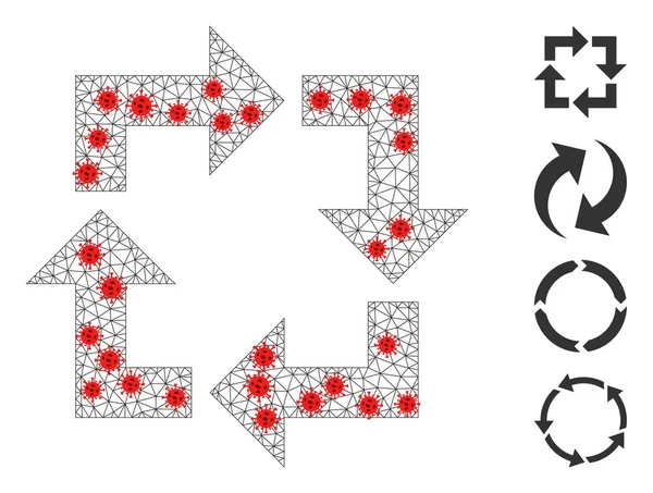 Пиктограмма многоугольной сетевой утилизации с вирусными узлами — стоковый вектор