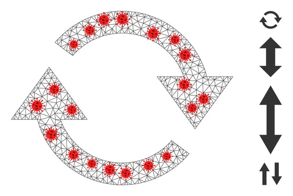 Многоугольная сетка для обновления пиктограммы с вирусными элементами — стоковый вектор
