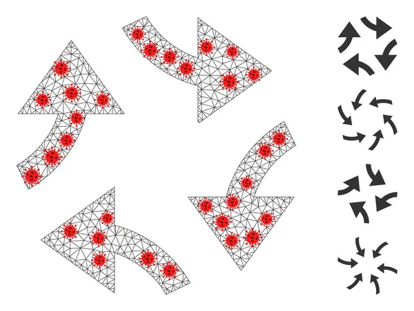 Икона из многоугольных вихревых стрел из туши с инфекционными элементами — стоковый вектор