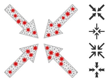 Covid Düğümlü Çokgen Ağ Merkezi Okları Simgesi