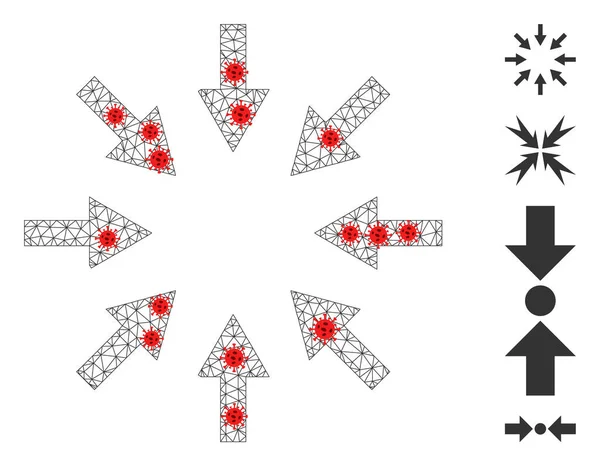 Polygonal Carcass Compact Arrows Ikona z przedmiotami infekcyjnymi — Wektor stockowy