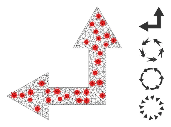 Многоугольная бифуркационная стрелка сетки оставила икону с элементами патогена — стоковый вектор