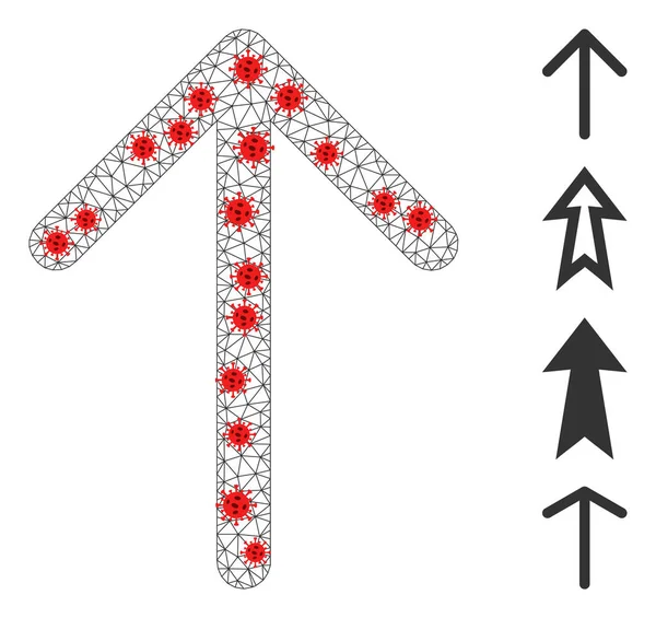 Polygonal Rama drutu Strzałka w górę Piktogram z zakaźnych węzłów — Wektor stockowy