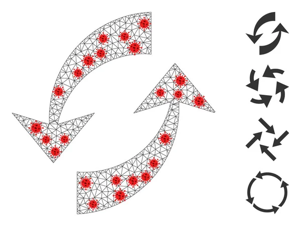 Иконка многоугольных сетевых стрелок с элементами заражения — стоковый вектор