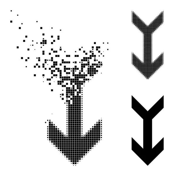 Icône Flèche vers le bas dissoute et demi-teinte pixelisée — Image vectorielle