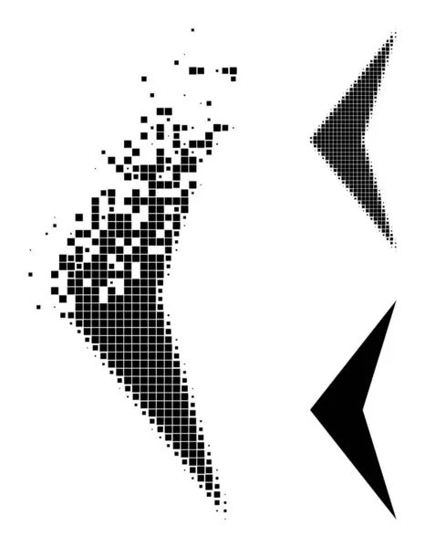 Éclatement et demi-teinte Pixel flèche gauche Icône — Image vectorielle