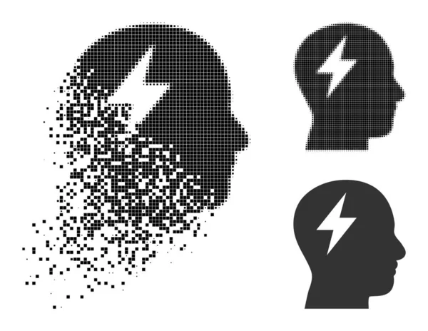 Burst and Halftone Pixel Brainstorming Icon — Stock Vector