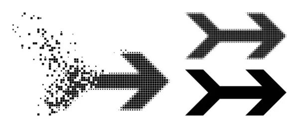 Θρυμματισμένα και Halftone Pixel Arrow Δεξιά Glyph — Διανυσματικό Αρχείο