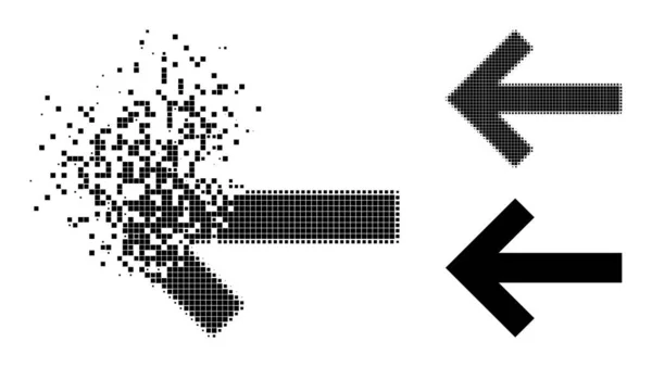Fractured und Halftone Dot Arrow Left Icon — Stockvektor