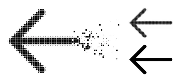 Καταστράφηκε και Halftone Dotted Arrow Αριστερά εικονίδιο — Διανυσματικό Αρχείο