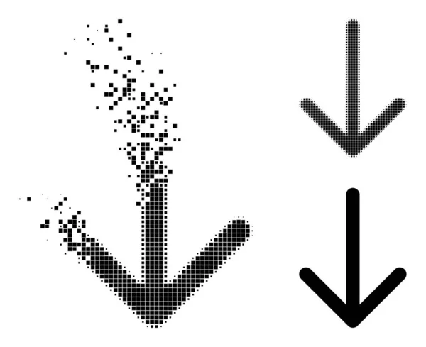 Fragmentierte und halftone Pfeil-nach-unten-Ikone — Stockvektor