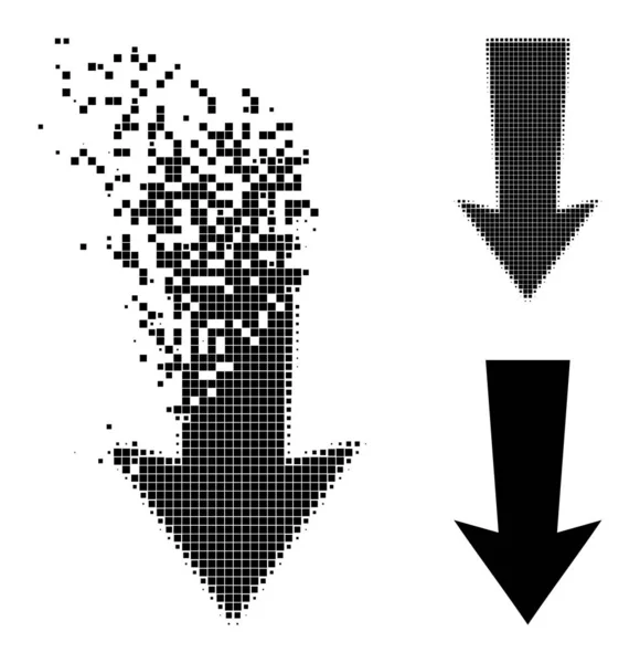Éclatement et demi-ton pointillé flèche vers le bas Glyphe — Image vectorielle
