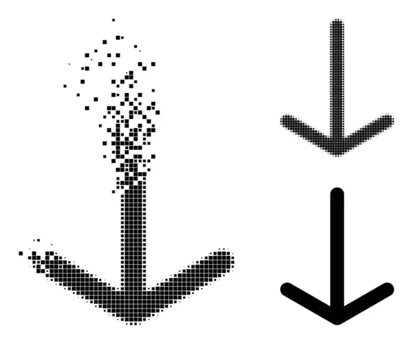 Staub und Halbtonpunkt Pfeil nach unten Glyph — Stockvektor