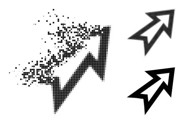 Dispersé et demi-ton Pixel Arrow Right Up Icône — Image vectorielle