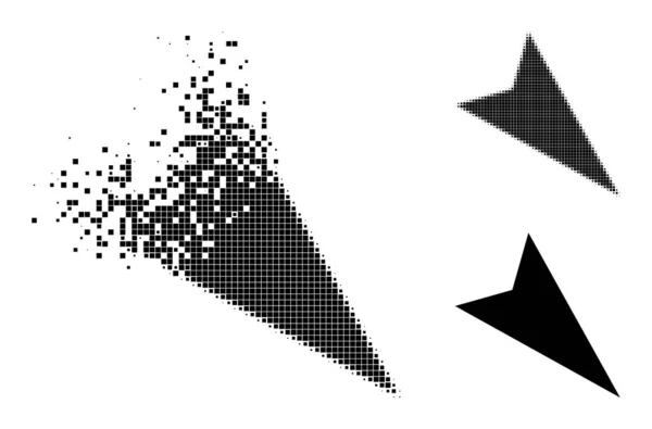 Zerfallene und Halftone Dot Pfeilspitze rechts-unten-Symbol — Stockvektor