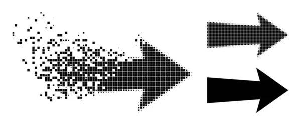 Znikający i Halftone Pixel Arrow prawy glif — Wektor stockowy