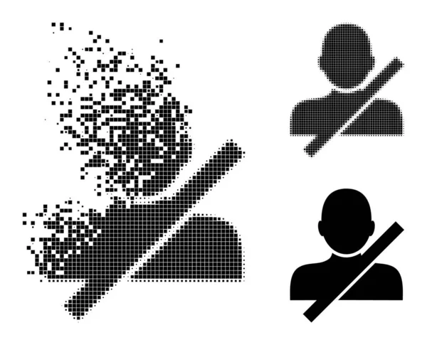 먼지와 Halftone Pixel Restricted User Icon — 스톡 벡터