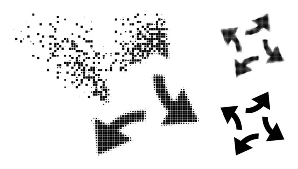 Зникнення і піктограма відцентрових стрілок Halftone — стоковий вектор