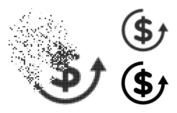 Icône de remboursement dispersée et demi-teinte pixellisée — Image vectorielle