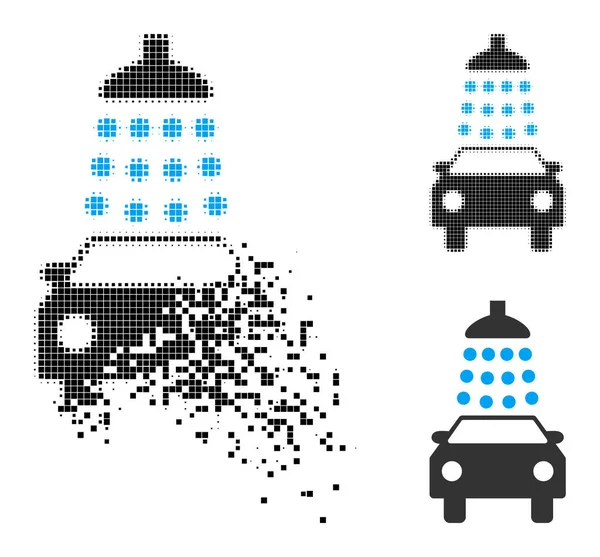 Móvel e meio-tom Pixelated Car Wash Icon — Vetor de Stock