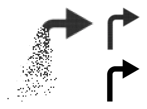 Dissolto e mezzitoni pixel girare a destra Icona — Vettoriale Stock