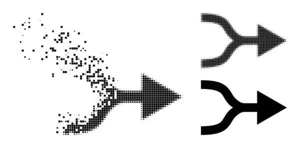 Shredded und Halftone Pixel Combine Arrow Right Glyph — Stockvektor