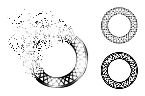 Dispersed och Halftone Dot Guilloche Donut mönster Glyph — Stock vektor