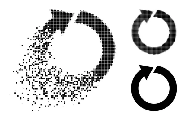 Odsátá a půltónová pixelovaná rotační ikona — Stockový vektor