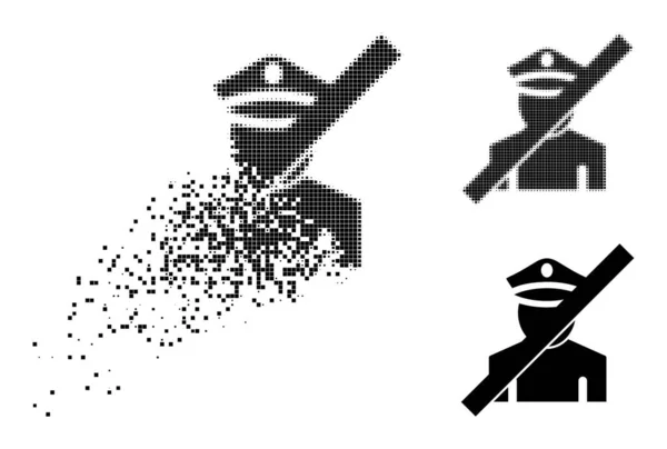 Zniszczony i Halftone Pixel Frorbidden Police Glyph — Wektor stockowy