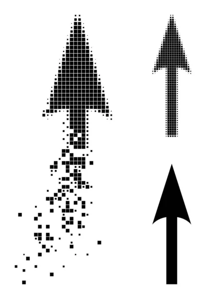 Przenoszenie i Halftone Pixelated Sharp Arrow Up Ikona — Wektor stockowy