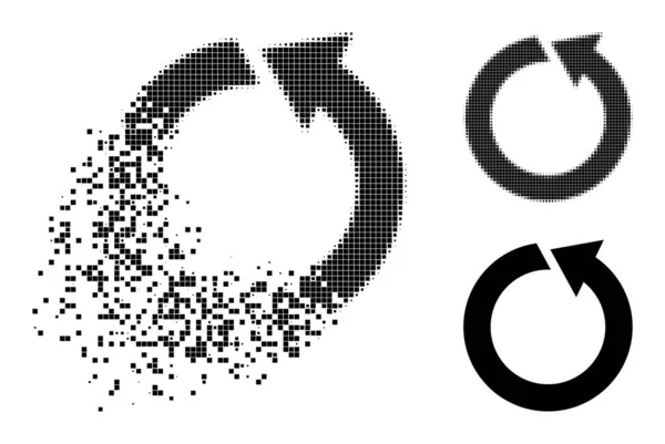 Skartované a půltónové tečkované otočení ikony Ccw — Stockový vektor