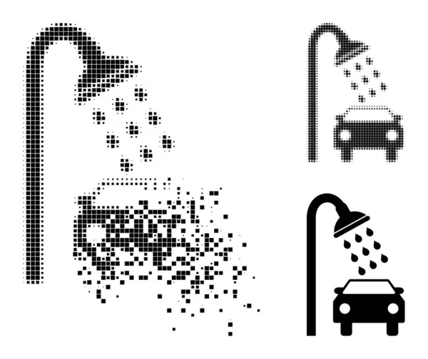 Icono de ducha de coche de punto roto y medio tono — Archivo Imágenes Vectoriales