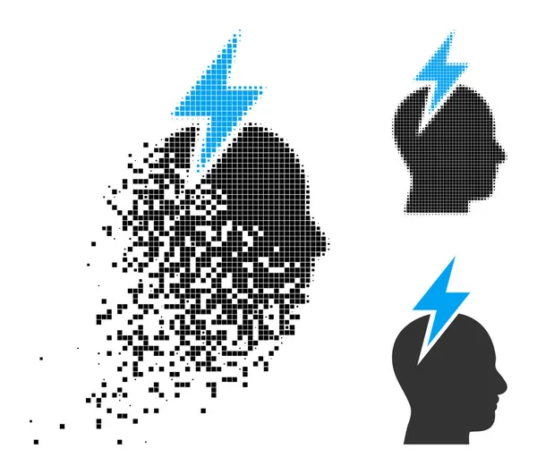 Burst and Halftone Pixelated Headache Icon — Stock Vector