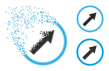 Dağıtılmış ve YarıTonlama Pixelated Yukarı-Sağ Yuvarlak Ok Simgesi
