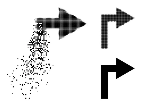 Zmizení a půltón Pixel Otočit vpravo Glyph — Stockový vektor