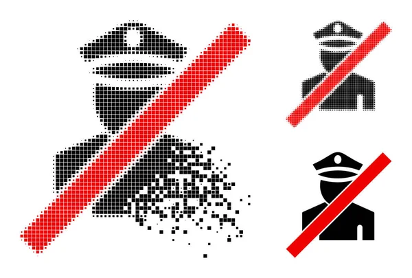 Sprängning och Halftone Pixelated Fel polis Glyph — Stock vektor