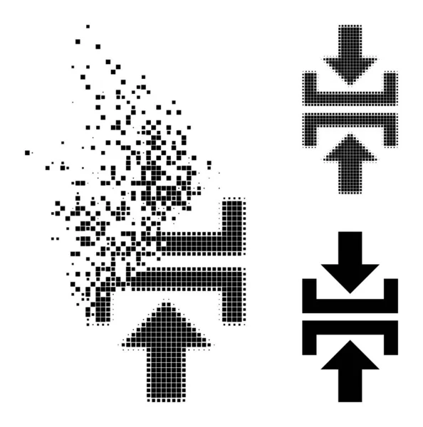 Éclatement et demi-teinte Pixélisé Presse Vertical Direction Icône — Image vectorielle