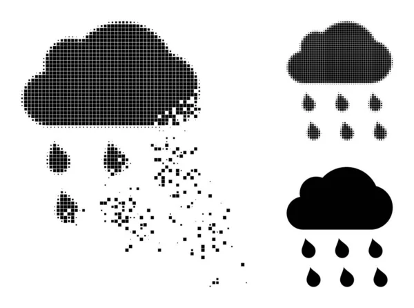 Icône Cloud Moteur et Halftone Dot Rain — Image vectorielle