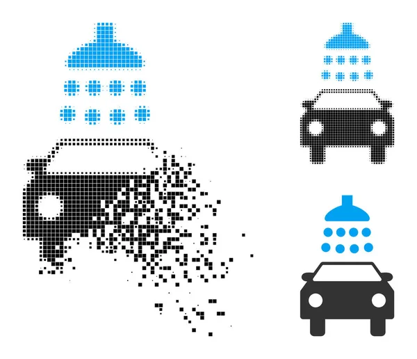 Dispersed and Halftone Pixel Car Shower Glyph — 스톡 벡터