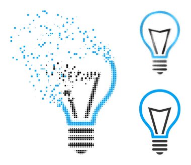 Erozyon ve Yarım Tonlama Noktalı Lamba Ampul Simgesi
