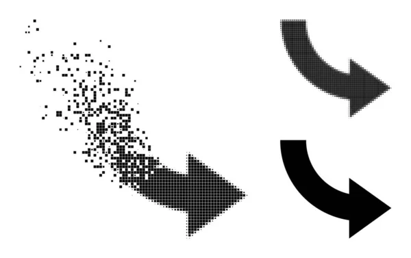 Растворение и полутоновый пикселированный вращающийся правый глиф — стоковый вектор