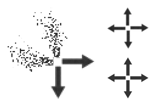 Éclatement et demi-ton pointillé Expand Arrows Icône — Image vectorielle