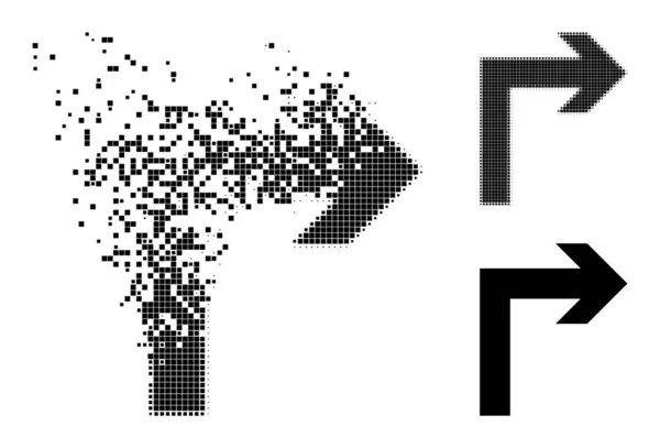 Διαλυμένο και Halftone Pixel στρίψτε δεξιά Glyph — Διανυσματικό Αρχείο