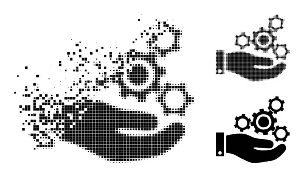 Icona di servizio meccanica pixel dissipata e mezzitoni — Vettoriale Stock