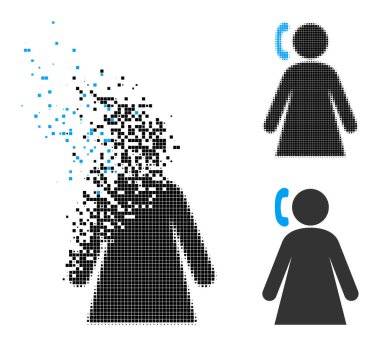 Çözüldü ve Yarı Tonlu Pixel Çağrı Kadın Kabartması