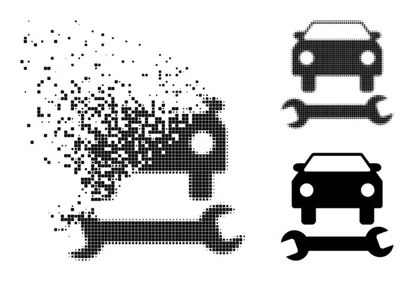 Rozpuszczanie i Halftone Dot Car Repair Icon — Wektor stockowy