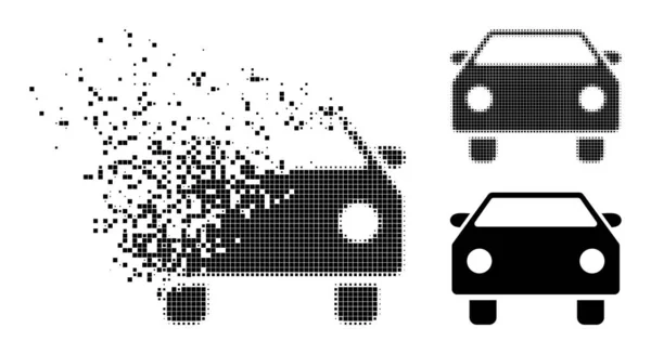 Uszkodzona ikona Halftone dotted Car — Wektor stockowy