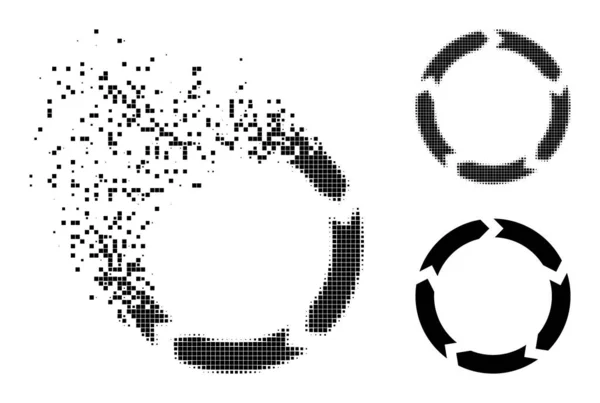 Dissipated and Halftone Pixelated Circulation Icon — Stockvektor